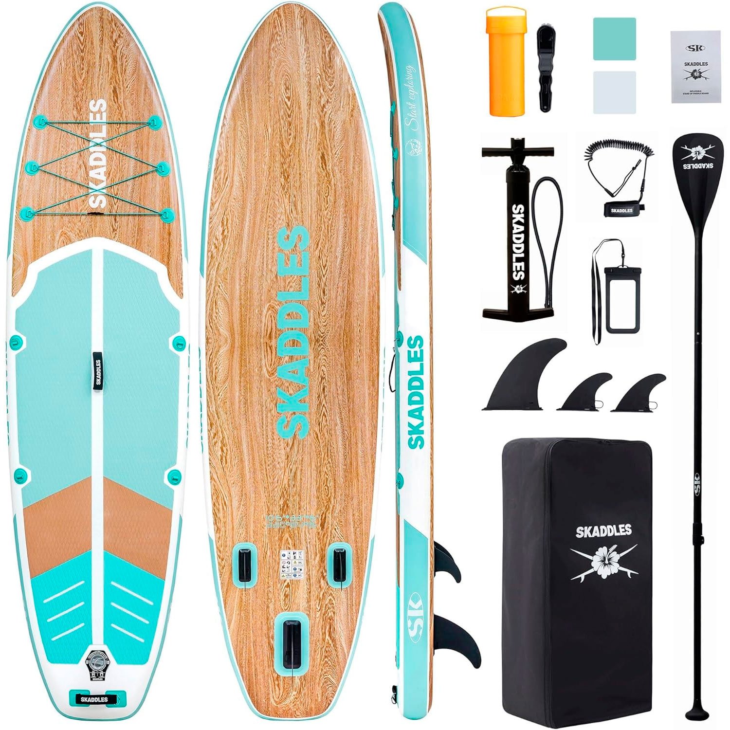 SKADDLES 10’6’’ Inflatable Stand Up Paddle Board with Non-Slip Deck