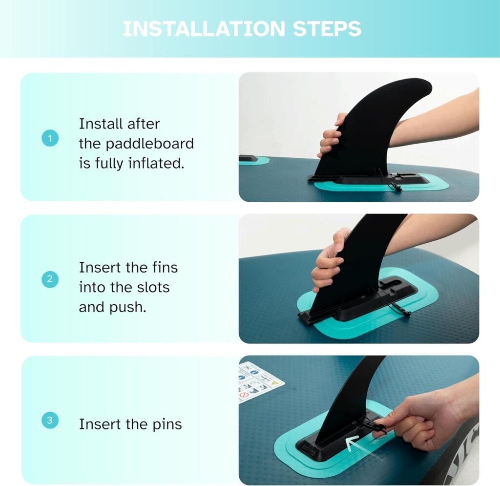 SKADDLES 10’6’’ Inflatable SUP Board fin installation